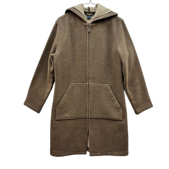 Woolrich Vintage Women’s Tan Wool Blend Zip Up Hooded Car Coat Sz S/M - Picture 1 of 14